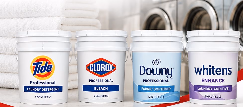 P&G Professional laundry chemicals in 5-gallon pails
